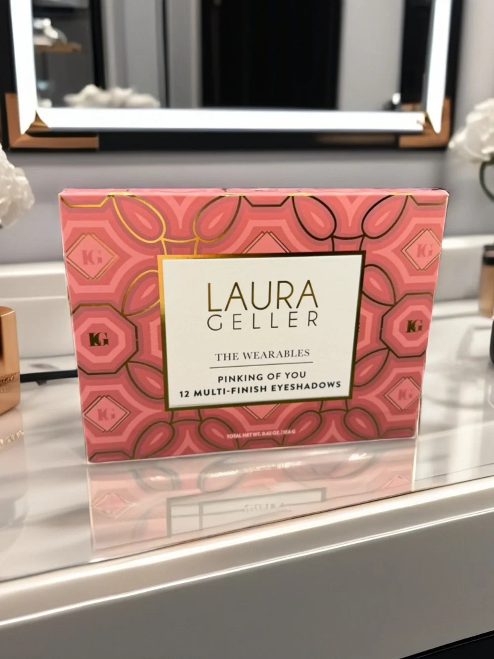 Laura Geller Pink Decorative Eyeshadow Palette with Gold Accents